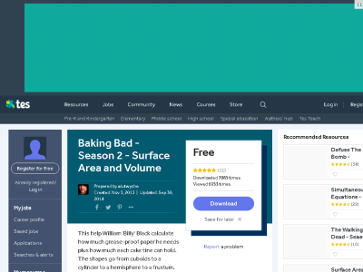 Thumbnail for Baking Bad - Season 2 - Surface Area and Volume resource