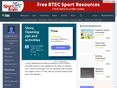 Thumbnail for Story Opening ppt and activities resource