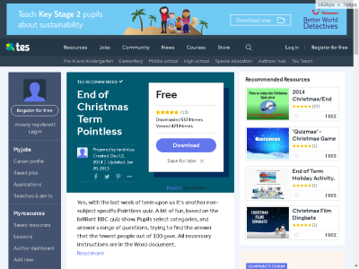 Thumbnail for End of Christmas Term Pointless resource
