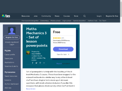 Thumbnail for Maths Mechanics 3 - Set of lesson powerpoints resource
