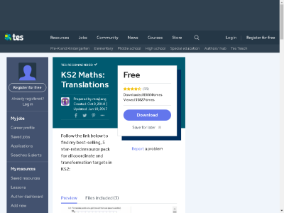 Thumbnail for KS2 Maths: Translations resource