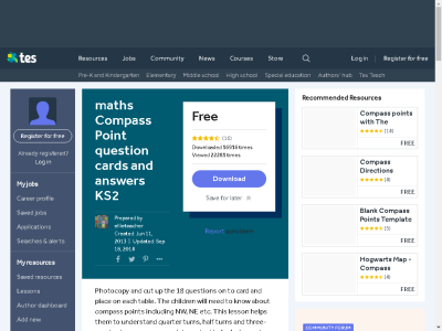 Thumbnail for maths Compass Point question cards and answers KS2 resource