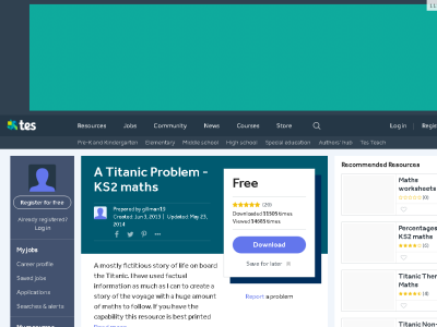 Thumbnail for A Titanic Problem - KS2 maths resource