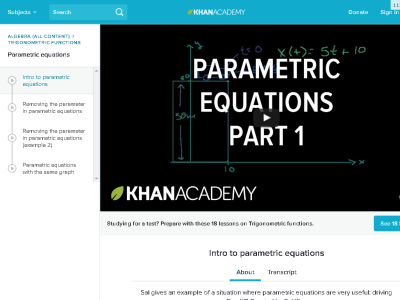 Thumbnail for Parametric equations 1 resource