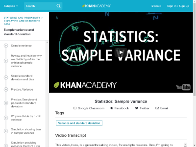 Thumbnail for Statistics: Sample variance resource