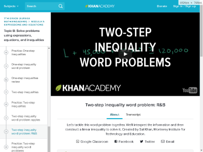 Thumbnail for Word problem: Constructing and solving a multi-step inequality resource