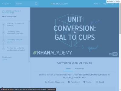 Thumbnail for Unit conversion: gallons to quarts, pints, and cups resource