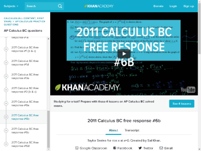 Thumbnail for 2011 Calculus BC free response #6b resource