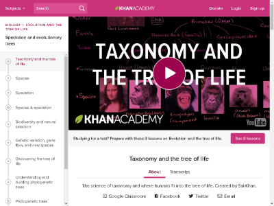 Thumbnail for Taxonomy and the tree of life resource