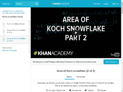 Thumbnail for Area of Koch snowflake (part 2) - advanced resource