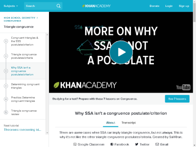 Thumbnail for Why SSA is not a congruence postulate/criterion resource