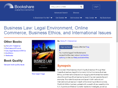 Thumbnail for Business Law: Legal Environment, Online Commerce, Business Ethics, and International Issues resource