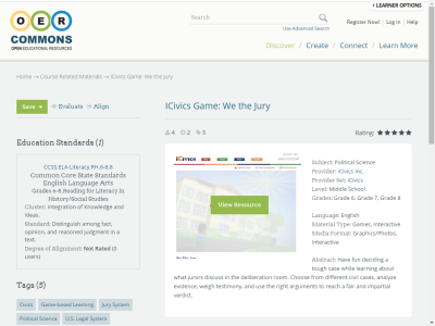 Thumbnail for ICivics Game: We the Jury resource