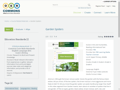 Thumbnail for Garden Spiders resource