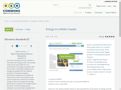 Thumbnail for Energy on a Roller Coaster resource