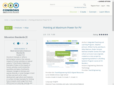 Thumbnail for Pointing at Maximum Power for PV resource