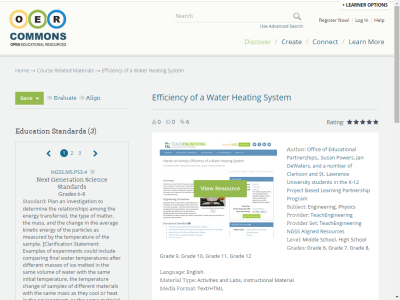 Thumbnail for Efficiency of a Water Heating System resource