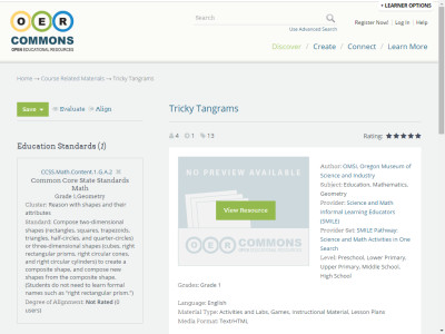 Thumbnail for Tricky Tangrams resource