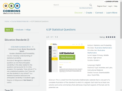 Thumbnail for 6.SP Statistical Questions resource