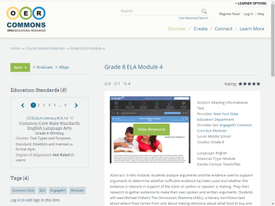 Thumbnail for Grade 8 ELA Module 4 resource