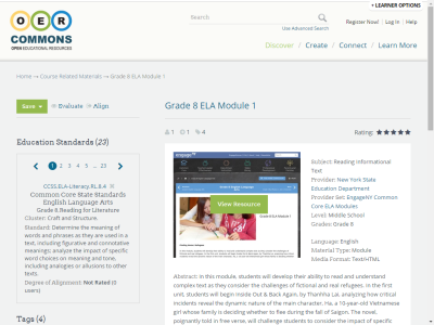Thumbnail for Grade 8 ELA Module 1 resource