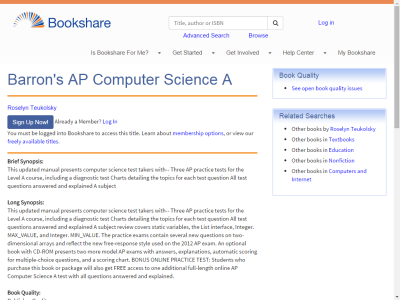 Thumbnail for Barron's AP Computer Science A resource