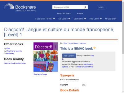 Thumbnail for D'accord! Langue et culture du monde francophone, [Level] 1 resource