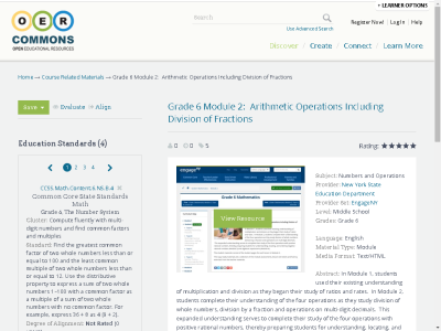 Thumbnail for Grade 6 Module 2:  Arithmetic Operations Including Division of Fractions resource
