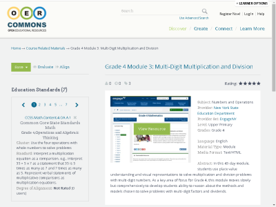 Thumbnail for Grade 4 Module 3: Multi-Digit Multiplication and Division resource