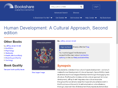 Thumbnail for Human Development: A Cultural Approach, Second edition resource
