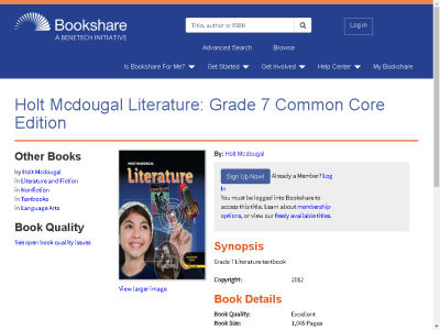 Thumbnail for Holt Mcdougal Literature:  Grade 7 Common Core Edition resource