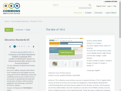 Thumbnail for The War of 1812 resource