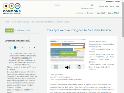 Thumbnail for Their Eyes Were Watching God by Zora Neale Hurston resource