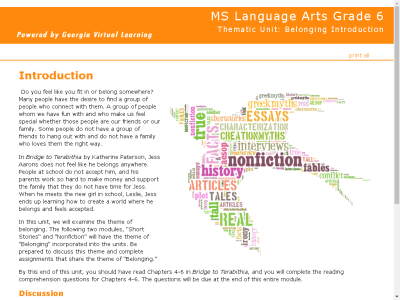 Thumbnail for MS Language Arts Grade 6 : Thematic Unit: Belonging Introduction resource