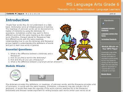 Thumbnail for MS Language Arts Grade 6 : Thematic Unit: Determination- Language Learners resource