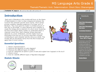 Thumbnail for MS Language Arts Grade 6 : ThematicThematic Unit: Determination- Short Story Shenanigans resource