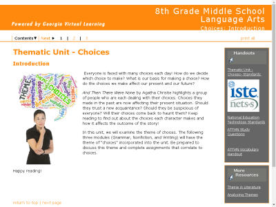 Thumbnail for 8th Grade Middle School Language Arts : Choices: Introduction resource