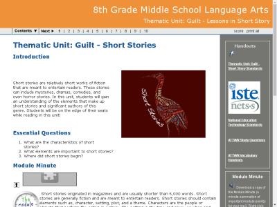 Thumbnail for 8th Grade Middle School Language Arts : Thematic Unit: Guilt - Lessons in Short Story resource