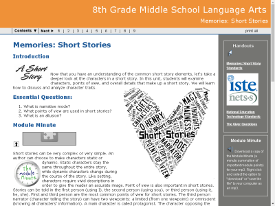 Thumbnail for 8th Grade Middle School Language Arts : Memories: Short Stories resource