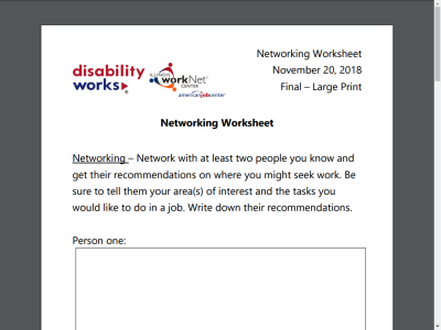 Thumbnail for Networking Worksheet - Large Print resource