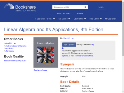 Thumbnail for Linear Algebra and Its Applications, 4th Edition resource