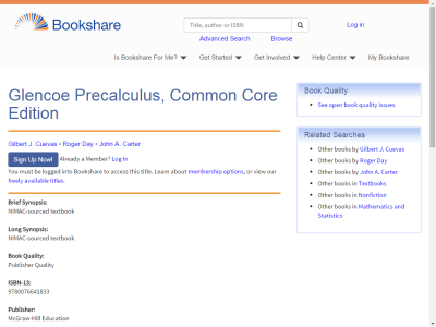 Thumbnail for Glencoe Precalculus, Common Core Edition resource