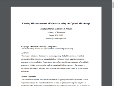 Thumbnail for Viewing Microstructures of Materials Using the Optical Microscope resource
