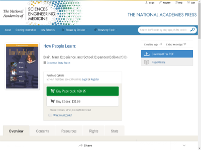 Thumbnail for How People Learn: Brain, Mind, Experience, and School resource