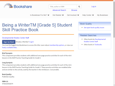 Thumbnail for Being a WriterTM [Grade 5] Student Skill Practice Book resource