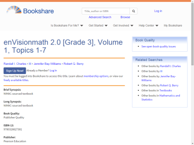 Thumbnail for enVisionmath 2.0 [Grade 3], Volume 1, Topics 1-7 resource