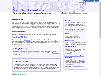 Thumbnail for The Math Worksheet Site resource