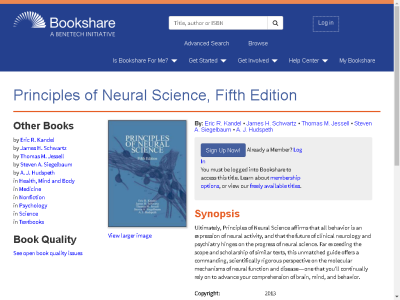 Thumbnail for Principles of Neural Science, Fifth Edition resource