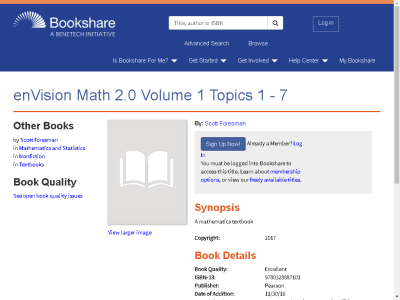 Thumbnail for enVision Math 2.0 Volume 1 Topics 1 - 7 resource
