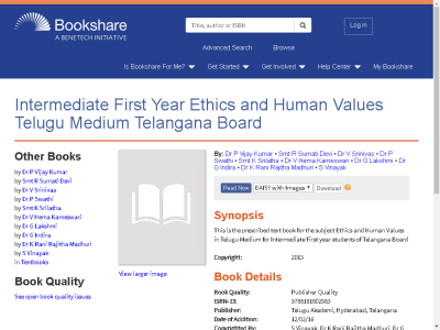Thumbnail for Intermediate First Year Ethics and Human Values Telugu Medium Telangana Board resource